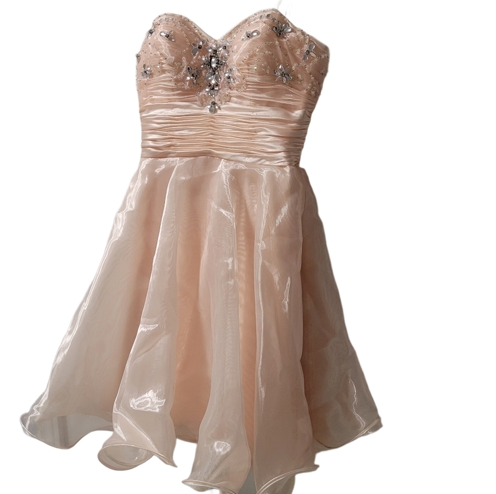 Vintage Laura Rhinestone Cocktail Dress Pink Salmon Size 4 - Picture 6 of 15